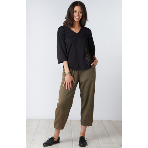 Kalpa Cotton Twill Barrel-Leg Pant - Bark