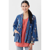 Manauli 3/4-Sleeve Swing Jacket - Indigo/Madder