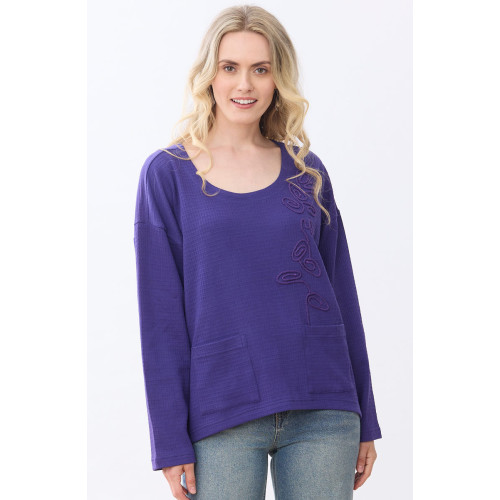 Madhia Oversized Knit Long-Sleeve Tee - Mystic purple