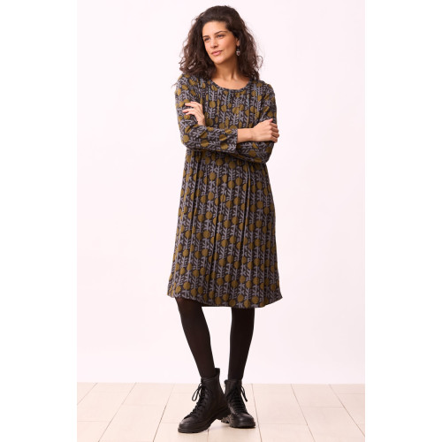 Naina Block Print Scoop-Neck Cotton Jersey Dress - Black/Multi