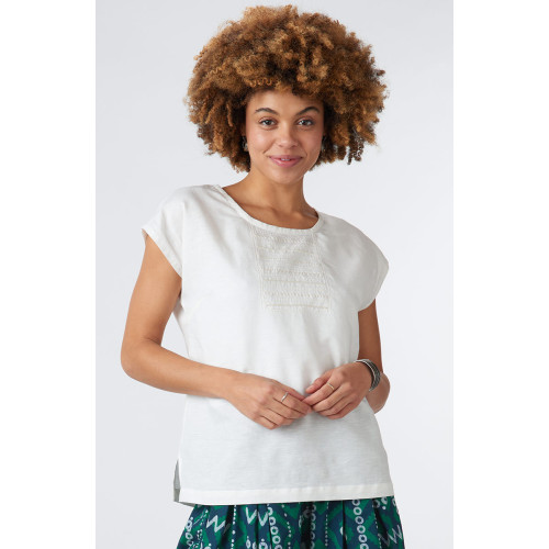Tivisha Linen/Cotton Cap Sleeve Top - Soft white