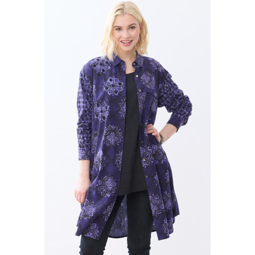 Rima Oversized Button-Down Long Shirt - Mystic purple